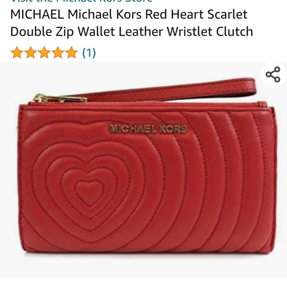 MK Red Heart Scarlet Double Zip Wallet Leather W. - Picture 12 of 12